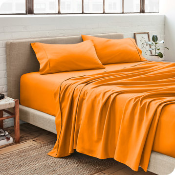 Bare Home Twin XL 1800 Microfiber Sheet Set, Orange