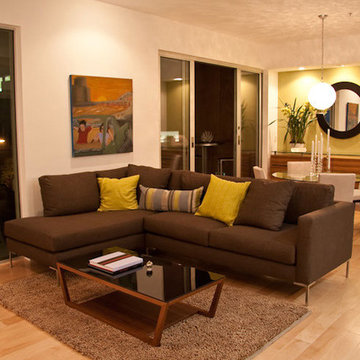view of living room dining room