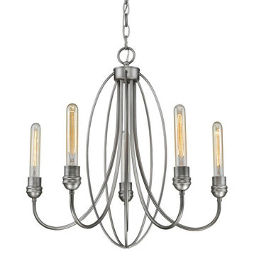 5 Light Chandelier in Utilitarian Style - 22 Inches Wide by 22 Inches High