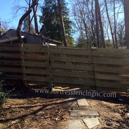 Custom horizontal shadowbox style wooden fence - Home Fencing And Gates
