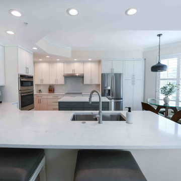 Title: Bright Transitional Kitchen with Soft Blue Accents