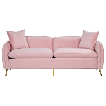 Gewnee Velvet Upholstered Sofa With Armrest Pockets, 3-Seat Couch
