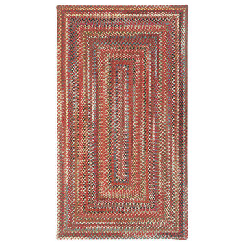 Portland Concentric Braided Rectangle Rug, Red, 8'x11'