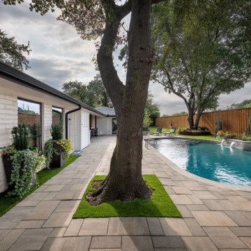Backyard & Front Yard Remodel with Patina Metal Planters and Faux Turf