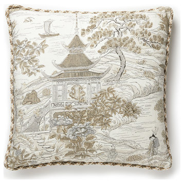 Satomi Hand Block Print Pillow, Pewter, 22" X 22"