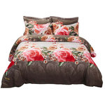 Dolce Mela - Duvet Cover Set, Queen size Floral Bedding, Dolce Mela Rose Medley DM708Q - Bring a whole new look to your bedroom with this vibrant Rose Medley design.These bedding sets and their unique gift packaging make a great choice for housewarming or bridal shower gift. 6 Piece Luxury Duvet Cover Set Bedding in a Gift Box with Reversible Design. Fits Queen (or Euro Full/Queen) size mattress up to 16 inches tall. Set includes - 1 Fitted bed sheet, 1 Duvet Cover, 2 Pillowcases and 2 Pillow Shams. Hidden plastic snaps at the foot of the duvet cover make it easy to insert your quilt. Designed for exceptional softness and comfort with Polyester Microfiber and Cotton. Modern dyeing technology for excellent brightness and long lasting colors. The complete bedding set comes in an elegant gift box and a gift bag. Machine Washable: Normal w Cool Water - NO BLEACH - Tumble Dry. Package Content and Sizes in Inches: 1 Fitted Sheet: 60 x 80 x 16 Deep 1 Duvet Cover: 92 x 92 2 Pillowcases 20 x 30 2 Pillow Shams 20 x 30 + 2 inch flange * Duvet Cover Insert/Filler is not included in the set.