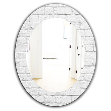 Designart Stone 3 Traditional Frameless Oval Or Round Wall Mirror, 24x36