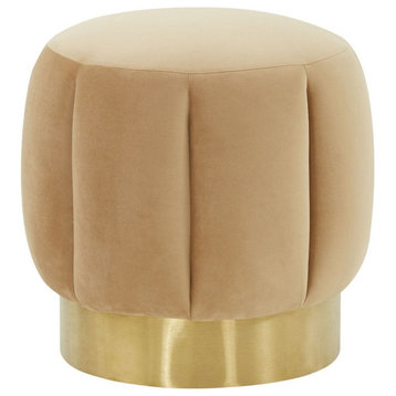 Safavieh Couture Maxine Channel Tufted Otttoman, Light Brown/Gold