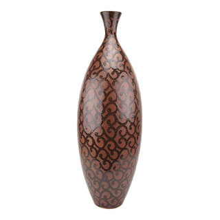 Castello Ceramic Vase Tone on Tone Brown with Swirl Design