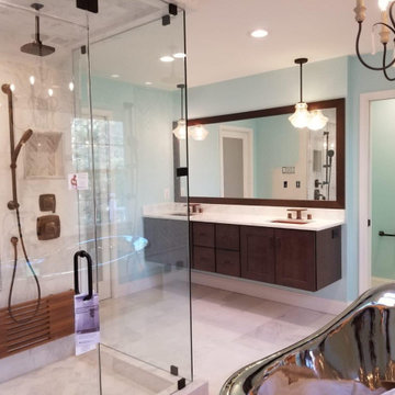 Luxury Marble Spa Bathroom With Copper Freestanding Tub