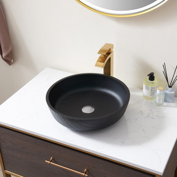 Matte Black Circular Vessel Bathroom Sink