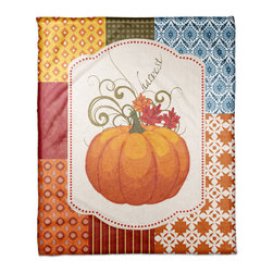 Harvest Patchwork Pumpkin 50x60 Coral Fleece Blanket - Products