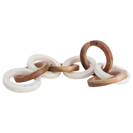 Acacia Wood and Marble Chain With 8 Links