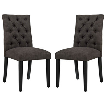 Duchess Dining Chair Fabric Set of 2, Brown
