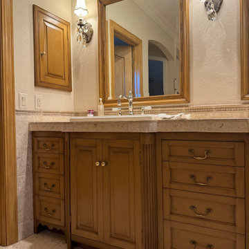 Refinished Bathroom Cabinets with Custom Faux Finish