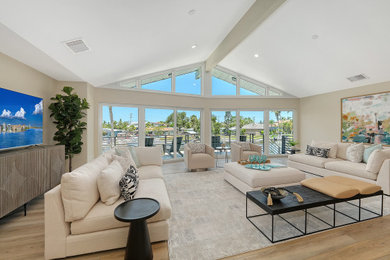 Beach style living room photo in Tampa