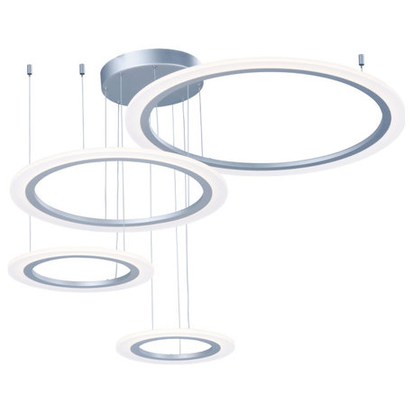 ET2 E22662-11 Saturn II 44"W 4 Ring LED Chandelier - Matte Silver