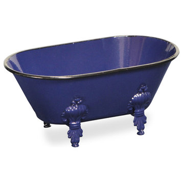 Lavande Metal Fleur-de-Lis Tub Decor - Small - Navy Blue