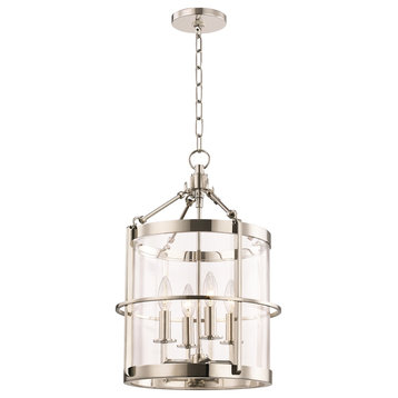 Ren 4-Light Small Pendant With Clear Glass Shade, Polished Nickel