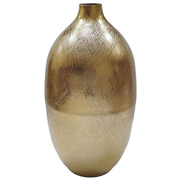 Aluminum Vase D8.5x18.5", Gold Streaks