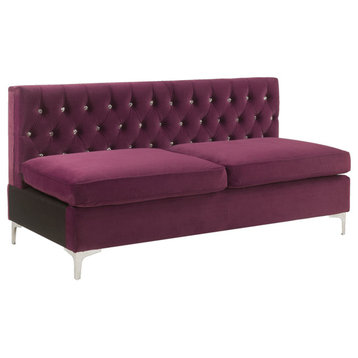 Modular Armless Sofa, Burgundy Velvet