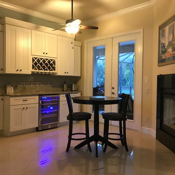 Bright White Beadboard Wine Bar/ Hutch