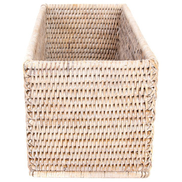 Artifacts Rattan Rectangular Everything Basket, White Wash