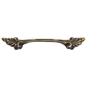 Hardware House 3in Floral Cabinet Pull, Antique Brass