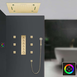 Remote Controlled Rainfall Led Shower System, Style 3- Touch Panel Light - Showerheads And Body Sprays