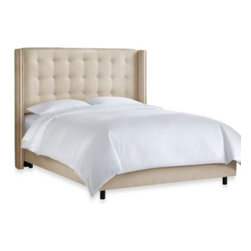 Skyline Furniture - Skyline Nail Button Tufted Wingback Bed in Premier Oatmeal - Beds