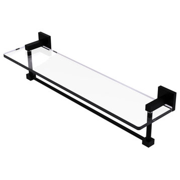Montero 22" Glass Vanity Shelf with Integrated Towel Bar, Matte Black