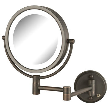 Jerdon 8.5" LED Lighted Wall Mirror with 8X-1X Mag, Bronze