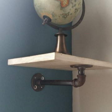Custom Shelves with Metal Piping