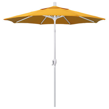 7.5' Matted White Push-Button Tilt Crank Aluminum Umbrella, Lemon Olefin