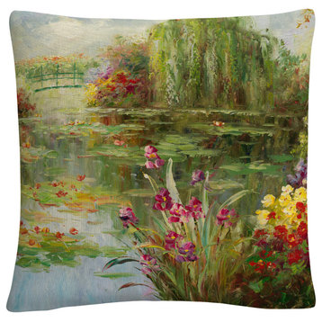 Victor Giton 'Water Lilies' Decorative Throw Pillow