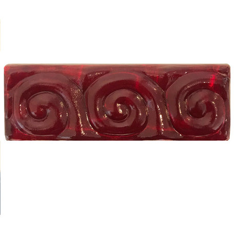 2x6 Snail Bar Hand Poured Glass Tile, Red