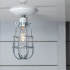 Ceiling Mount Cage Light, White Canopy, 40 Watt Tube Bulb