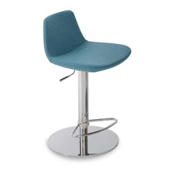 Pera & Piston- Chrome Base - Turquise Wool - Bar Stools And Counter Stools