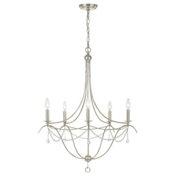 Crystorama 425-SA 5 Light Chandelier in Antique Silver