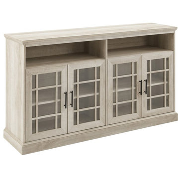 Pemberly Row Transitional Wood TV Console for TVs up to 58" in White Oak