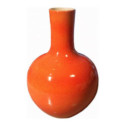 Belle & June - Orange Crackle Globular Vase - Vases