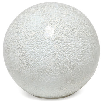 Simple Designs 1 Light Mosaic Stone Ball Table Lamp, White