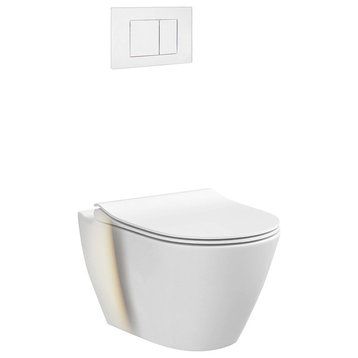 In-Wall Toilet Set, 2"x4" Carrier and Tank, White Square Actuators