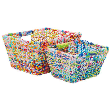 Bohemian Multi Colored Cotton Storage Basket 560306