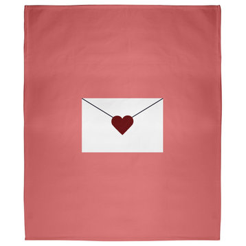 60 x 80 in Love Letter Valentine's Throw Blanket, Coral/Maroon