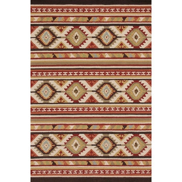 Hooked Nomadic Kilim Pattern Taos TO-03 Spice Area Rug by Loloi, 7'6"x9'6"