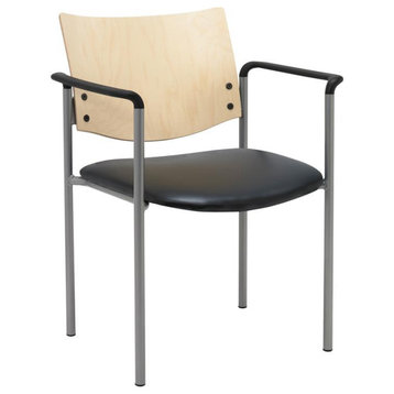 KFI Evolve Guest Chair - Arms - Black vinyl - Natural Back