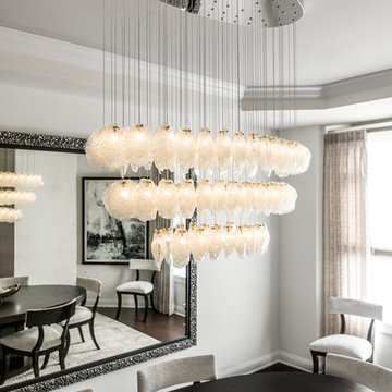 CRYSTAL SHELL | Custom Blown Glass Dining Room Chandelier | Modern Dining Light