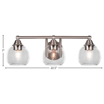 Paramount 3-Light Bath Bar, Brushed Nickel, 5.75" Clear Bubble Glass