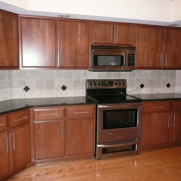 Kitchen Transformation Done In A Cherry Slab Door